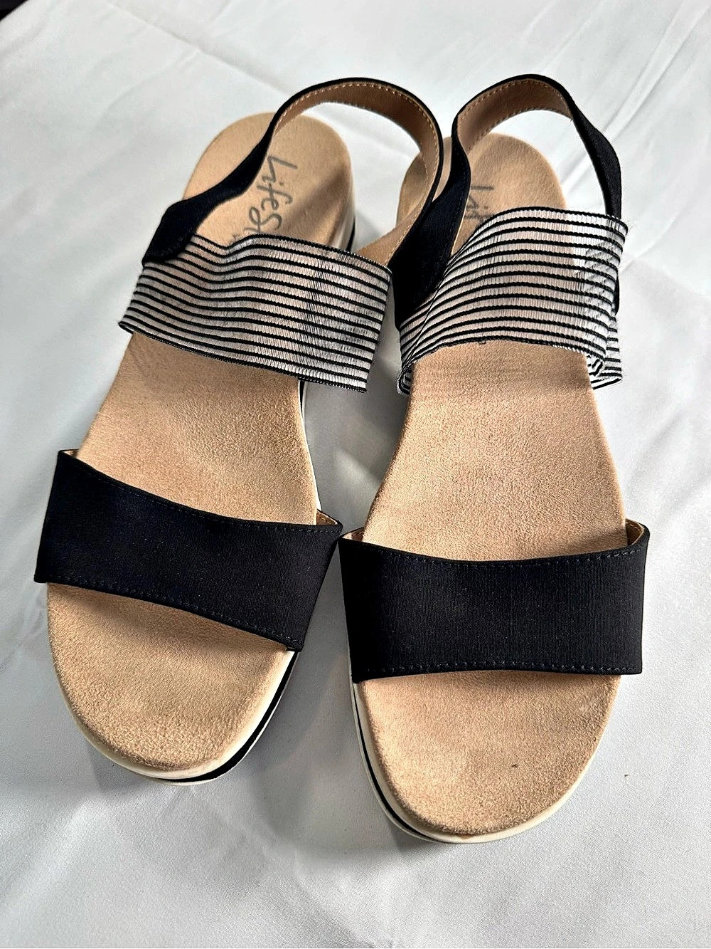 LifeStride Zing Wedge Sandal Black & Tan